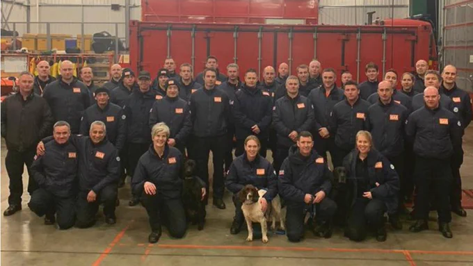 The UK's International Search and Rescue Team is composed of specialist firefighters drawn from 14 regional UK fire and rescue services