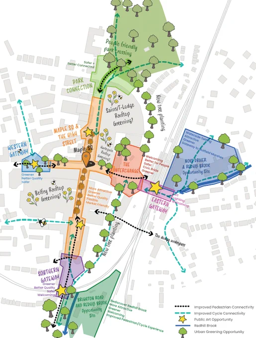 Greener vision for Redhill Town Centre - showing ideas for making the town centre less grey more green