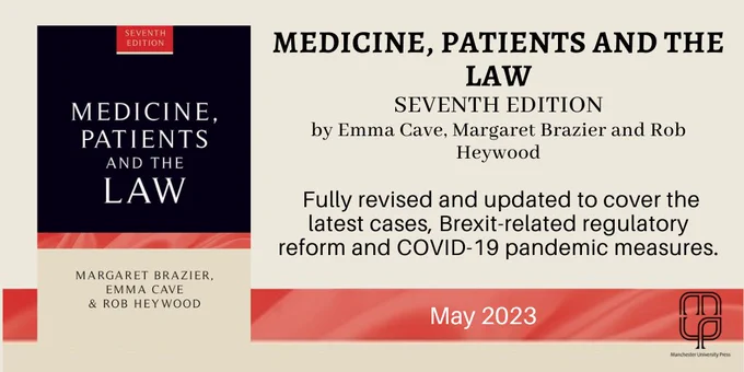 Flyer for 7th edition of textbook 'Medicine, Patients and the Law' 2023