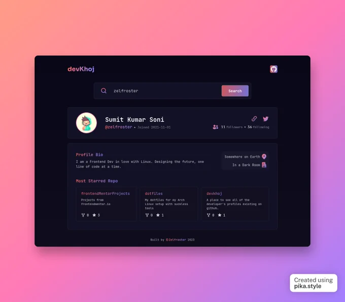 Devkhoj - A place to search for GitHub profiles. 