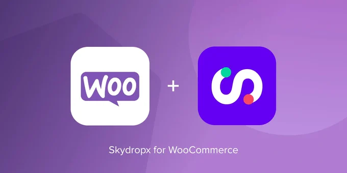 Woo   Skydropx logos, with Skydropx for WooCommerce in text underneath