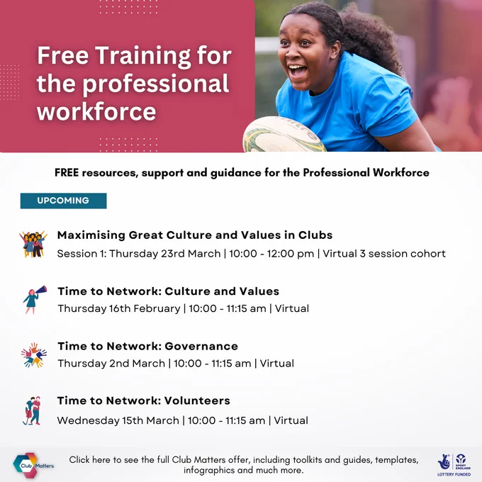 Poster of upcoming time to network workshops provided by Club Matters