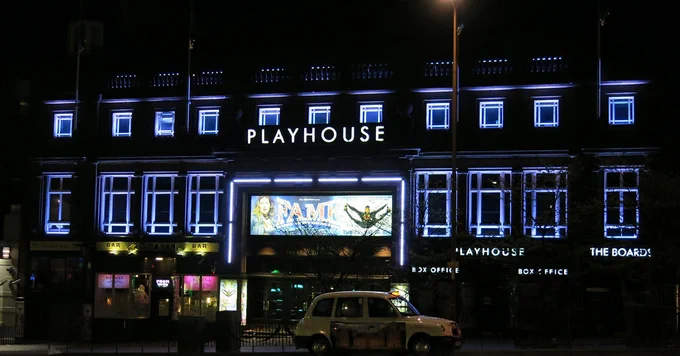 A photo of the Edinburgh Playhouse in the dark