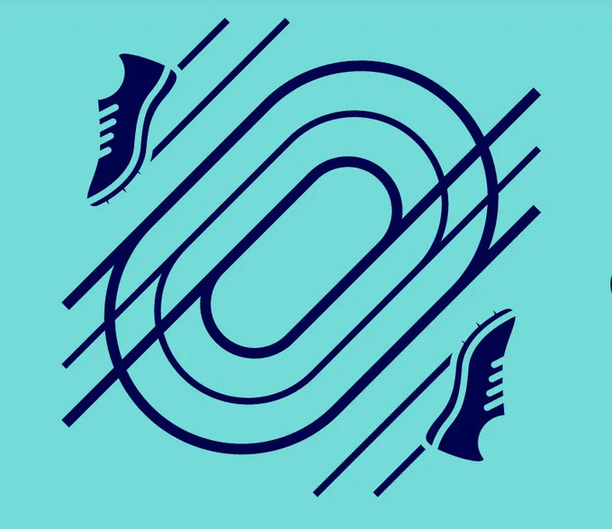 The pictogram for athletics (track and field) for the 2024 Paris Olympics features running shoes on either side of an oval track.
