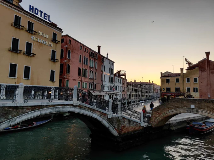 Streets of Venice at sunset