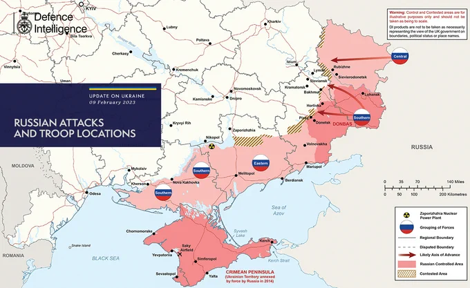 Russian attacks and troop locations map 09/02/23