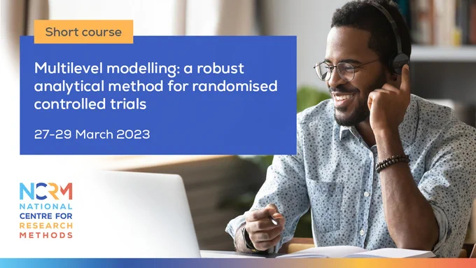 A promotional graphic for the short course Multilevel Modelling: a robust analytical method for randomised controlled trials, which takes place on 27-29 March 2023