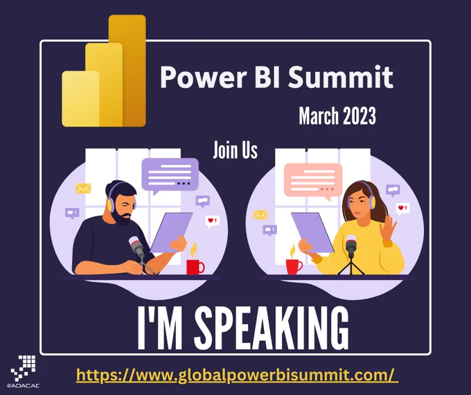 The image shows an advertisement for the Power BI Virtual Summit. The message is in English and links to the event page that I already use in my message.