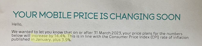 Your mobile bill is increasing by 14.4% plus 3.9%