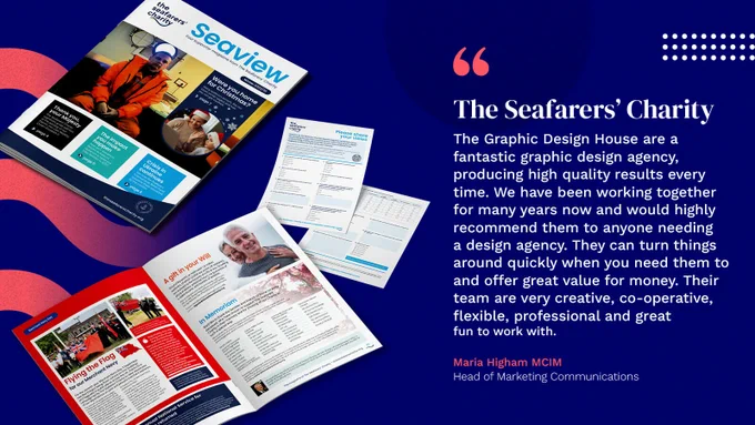 The Seafarer's Charity newsletter, designed by The Graphic Design House, helps their supporters stay connected to them.
