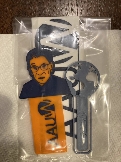 A package of the three bookmarks. RBG bookmark on top.