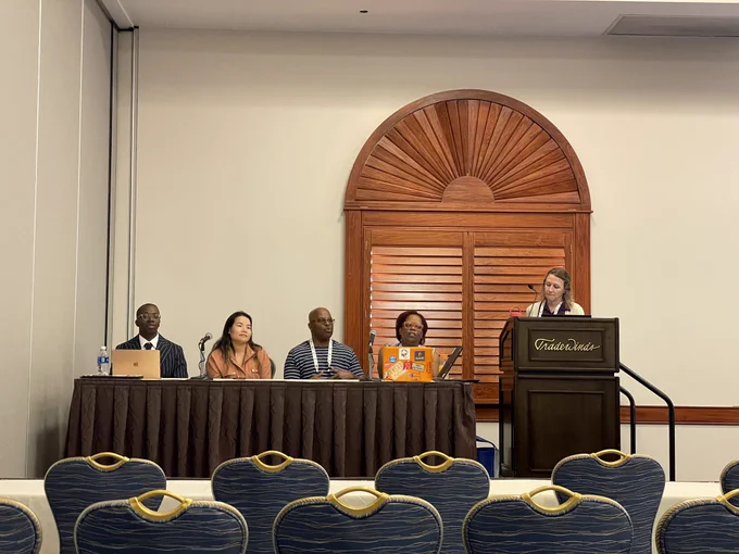 Picture of LBB participants and ALA staff sitting at the front of a ballroom for a presentation