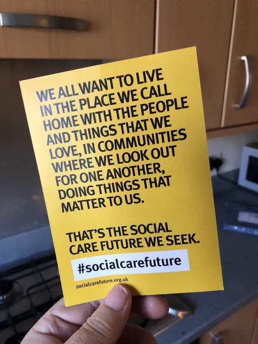 We all want to live in the place we call home with the people and things that we love, in communities where we look out for one another doing the things that matter to us. That’s the social care future we seek