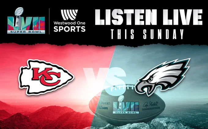 The Kansas City Chiefs take on the Philadelphia Eagles in Super Bowl LVII. Listen beginning at 2PM Eastern on Westwood One.