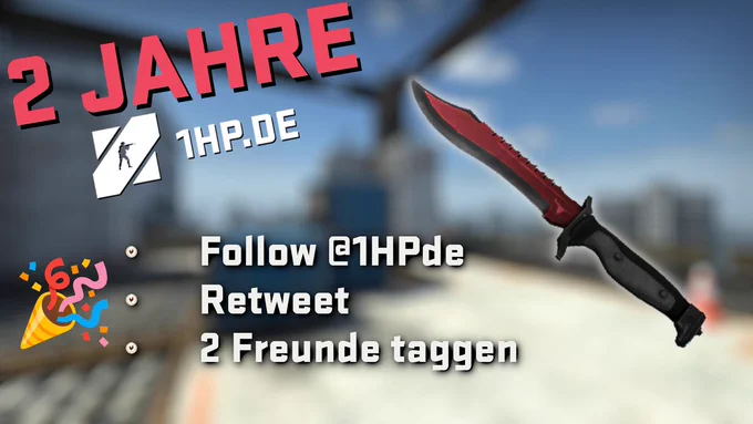 Giveaway zu 2 Jahre 1HP.de. Der Gewinn: Ein Bowie Knife Autotronic FT im Wert von ~150€. Bedingungen: @1HPde folgen, Retweeten und 2 Freunde taggen. Auslosung erfolgt am Sonntag, den 19.02.