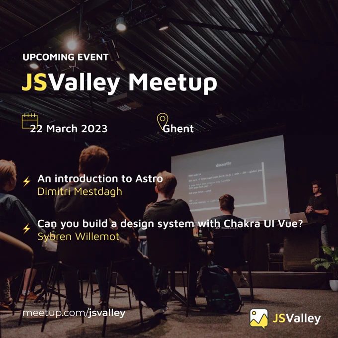 JSValley JavaScript meetup, March 22nd, Ghent