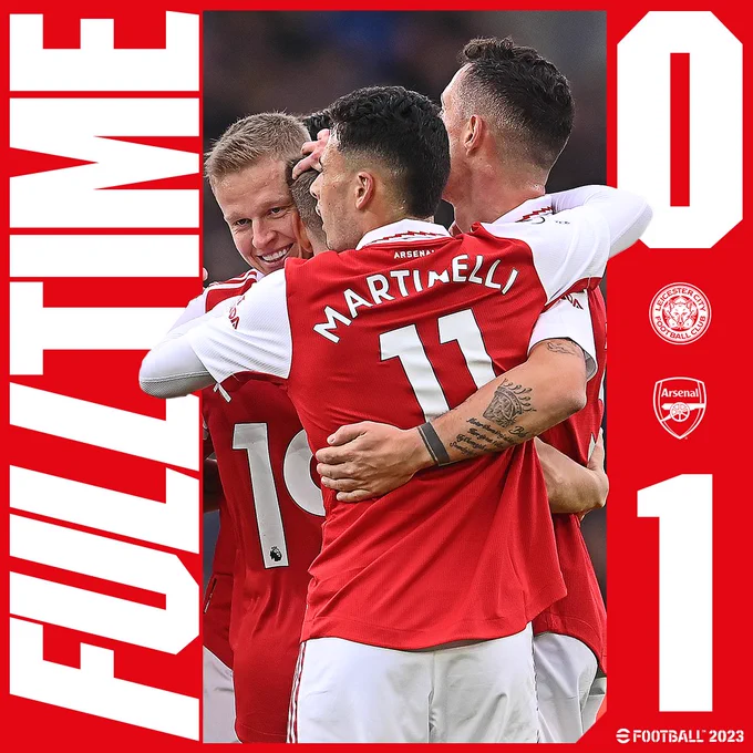 Full-time graphic: Leicester City 0-1 Arsenal