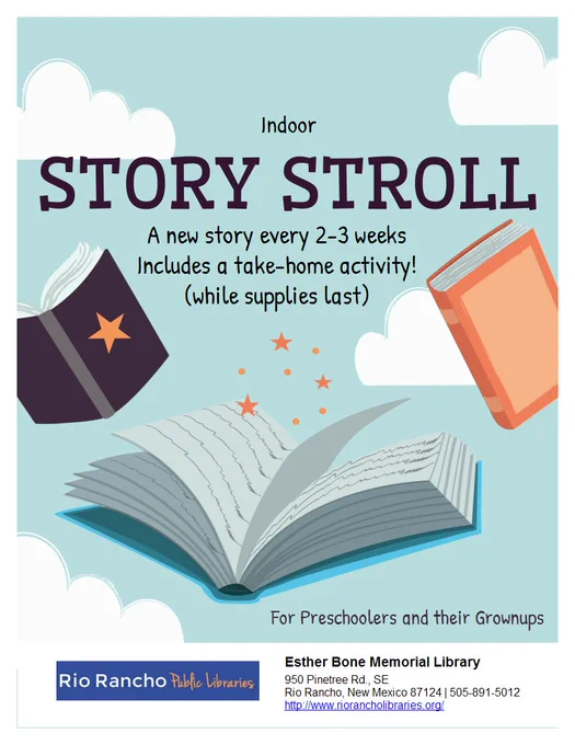 flier promoting the story stroll at the esther bone memorial library ... all information in the body of the tweet 
