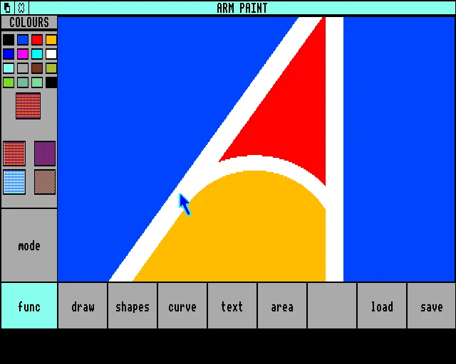 ARM Paint app from the Arthur Welcome Disc showing a large Archimedes logo