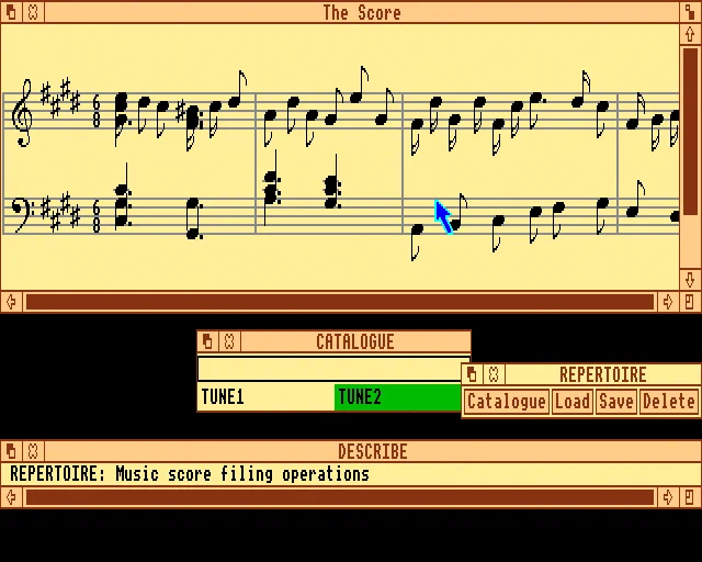 The Maestro app from the Arthur Welcome disc displaying a music score