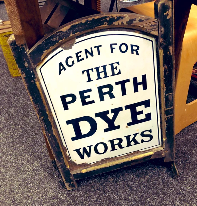 A sign announcing Agent for the Perth Dye Works