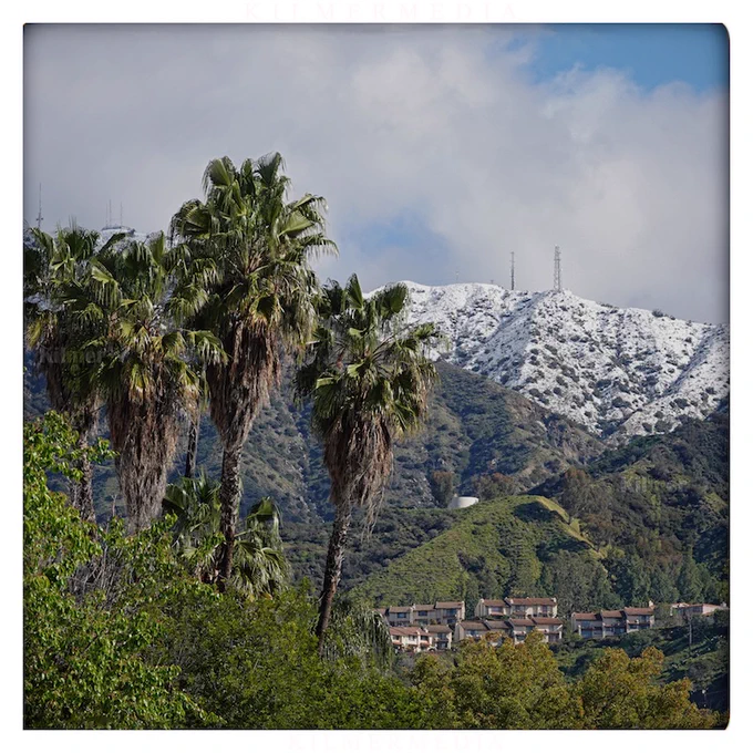 snow on the Verdugo Mountains above Burbank California