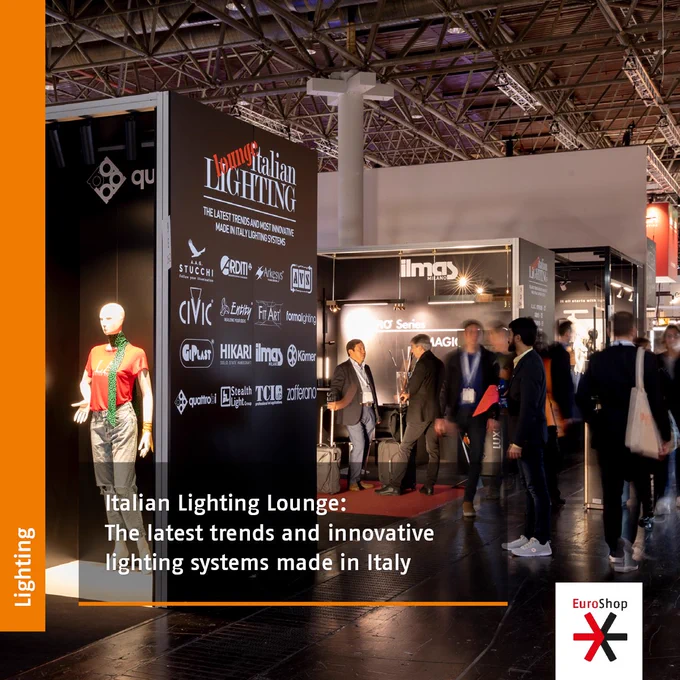 Image of the italian Lighting Lounge at EuroShop. Copyright: Messe Düsseldorf/Andreas Wiese