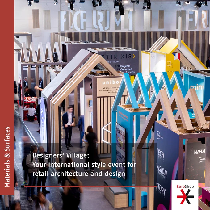 Different wooden booths at EuroShop. Copyright: Messe Düsseldorf/Andreas Wiese