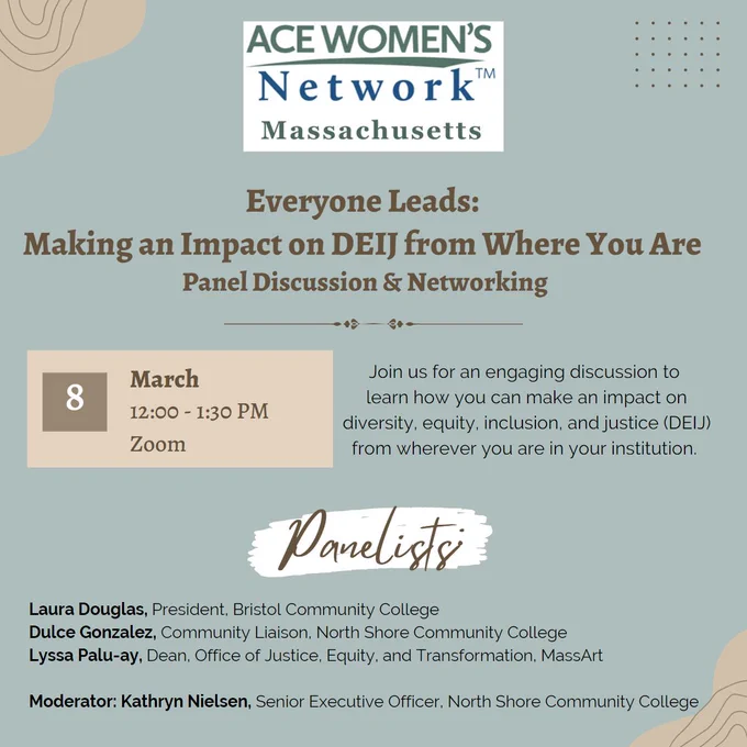 Women's Network MA , Making an Impact on #DEIJ from where you are.  March 8, 12-1:30 pm ET
