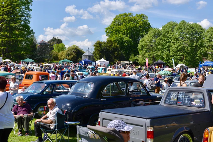 Transport Festival. Variety of cars and people at War Memorial Park