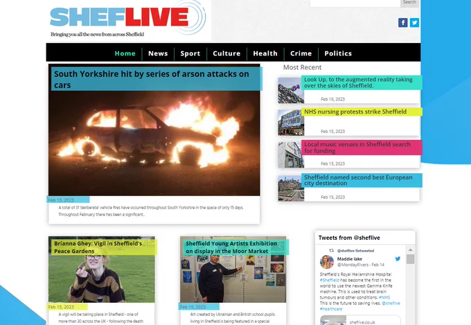Stories on the Sheflive website