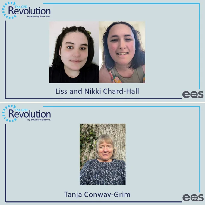 Image split in 2 horizontally. Top half is headshot of Liss and Nikki Chard-Hall and their name. Bottom half is headshot of Tanja Conway-Grim and her name. 