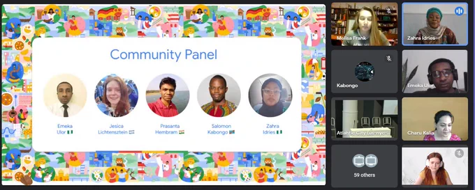 A screenshot of one of the slide presenting us: Emeka, Jesica, Prasanta, Salomon, and Zahra.