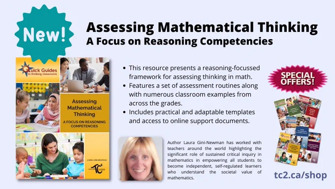 Unlock student success in math with #AssessingMathematicalThinking! This Quick Guide offers a foundation for assessing reasoning competencies and evaluating thinking in math. Boost student potential and drive achievement!

Learn more https://tc2.ca/shop/assessing-mathematical-thinking-focus-reasoning-competencies-p-2254 

