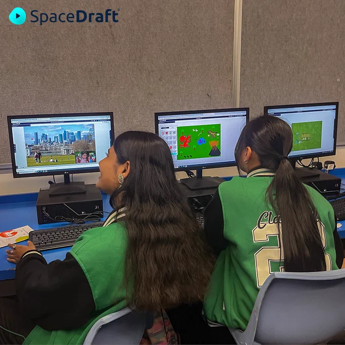 Students using SpaceDraft