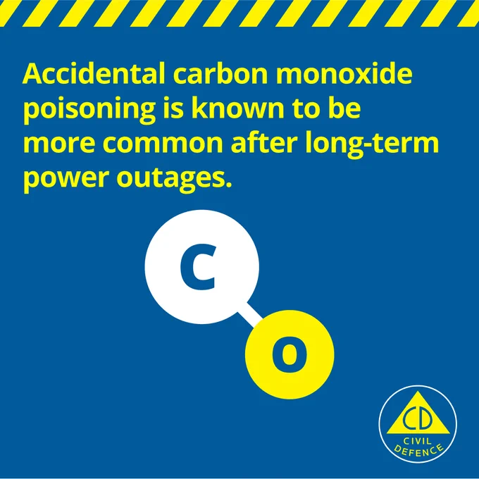 image of text that says 'Accidental carbon monoxide poisoning is known to be more common after after long-term power outages.'