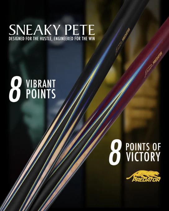 Predator Cues' Sneaky Pete Pool Cues use True Splice technology - finely crafted wooden pieces fit together like a puzzle - for streamlined strength and improved performance.