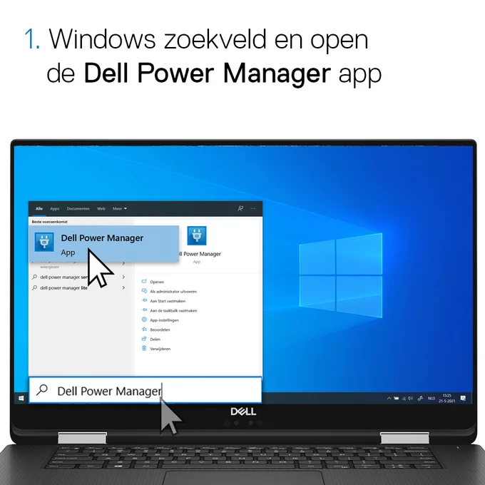 Windows search and open Dell Power Manager app