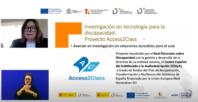 Captura de Lourdes Moreno durante su intervención sobre el Proyecto Access2Class