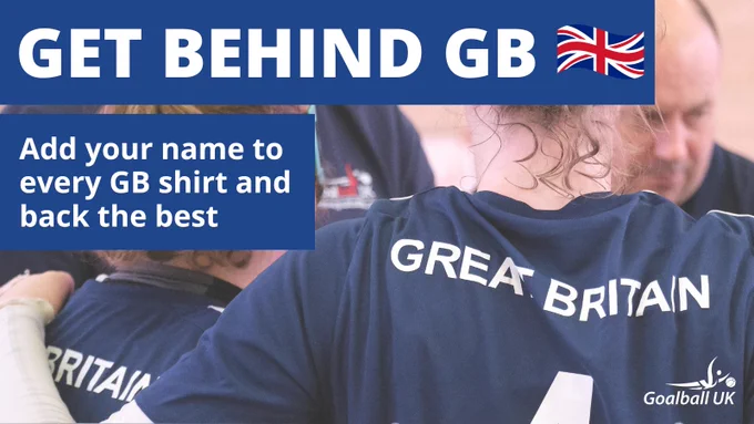 Promotional image showing the back of GB Women with text over which reads 'Get Behind GB' and 'Add your name to every GB shirt and back the best'