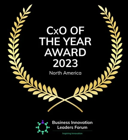 Graphic reads: CxO of The Year Award 2023 North America. Business Innovation Leaders Forum. 