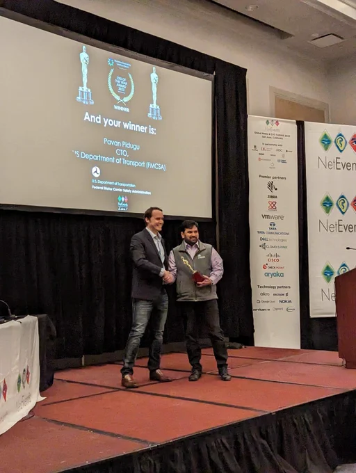 Pavan accepting the award. 