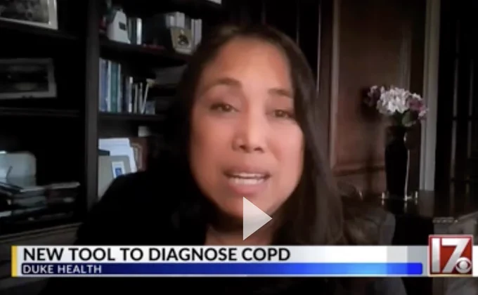 A screen grab from a video of Dr. Rowena Dolor being interviewed by CBS17 about a new tool to diagnose COPD.