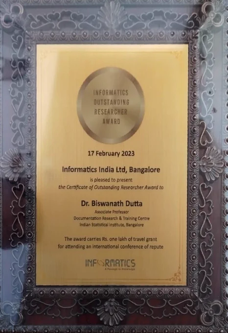 The plague was awarded to Dr. Dutta