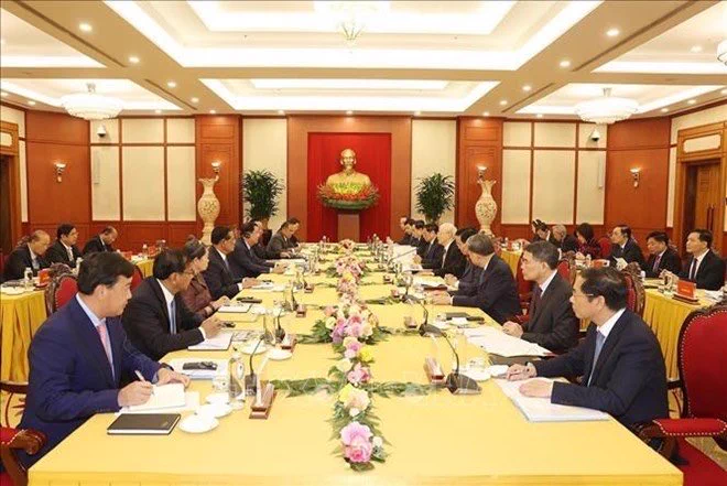 VNA: “At the high-level meeting between the two Parties (Photo: VNA)”