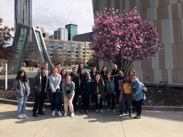 Group of students in front of the National Center for Civil and Human Rights.