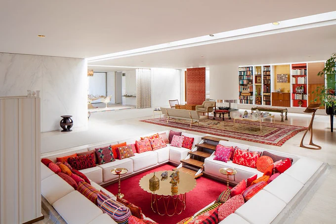 modern living room with sunken couch