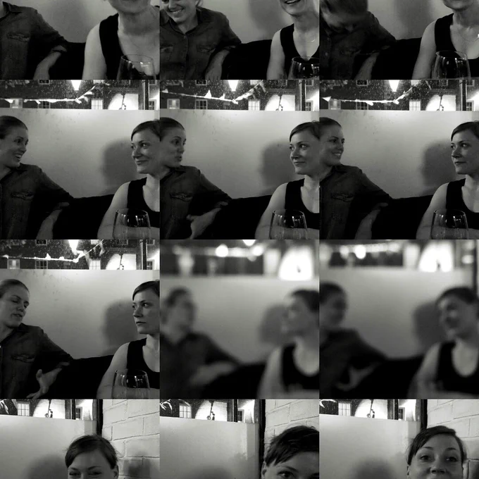 Mandy and Julia laughing in a bar