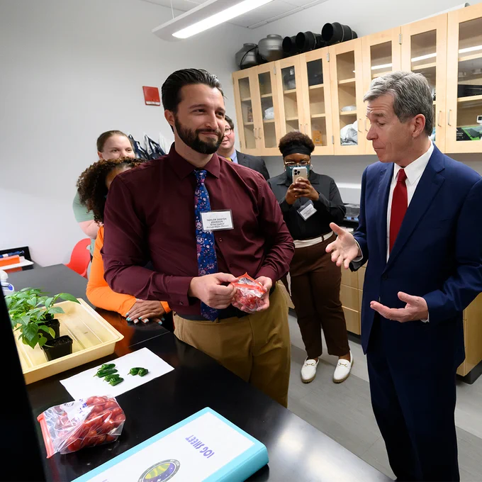 Astrobotany explores how plants and crops respond to off-world conditions. Students are currently growing peppers, tomatoes, and lettuce. The plants will go on spaceships at some point.  