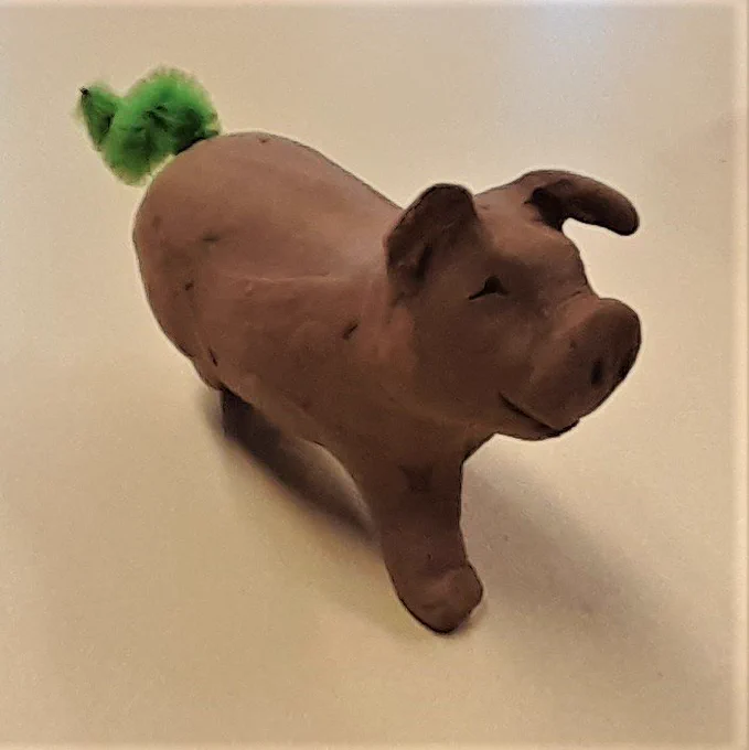 Photo of a clay pig.